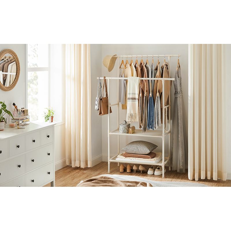 Casa si Gradina - Mobilier - Organizare si depozitare - Cuiere - Raft de haine cu bara dubla pentru umerase, 2 polite, incarcare 70 kg, 114x45x171cm, alb - Infinity.ro