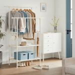 Casa si Gradina - Mobilier - Organizare si depozitare - Cuiere - Raft de haine cu bara dubla pentru umerase, 2 polite, incarcare 70 kg, 114x45x171cm, alb - Infinity.ro