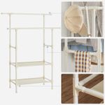 Casa si Gradina - Mobilier - Organizare si depozitare - Cuiere - Raft de haine cu bara dubla pentru umerase, 2 polite, incarcare 70 kg, 114x45x171cm, alb - Infinity.ro