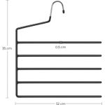 Casa si Gradina - Mobilier - Organizare si depozitare - Umerase si valeti - Set de 4 umerase pentru pantaloni, cu 5 bare, 32x35cm, negru - Infinity.ro