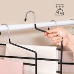 Casa si Gradina - Mobilier - Organizare si depozitare - Umerase si valeti - Set de 4 umerase pentru pantaloni, cu 5 bare, 32x35cm, negru - Infinity.ro