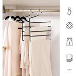 Casa si Gradina - Mobilier - Organizare si depozitare - Umerase si valeti - Set de 4 umerase pentru pantaloni, cu 5 bare, 32x35cm, negru - Infinity.ro