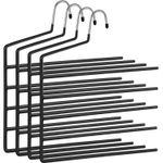 Casa si Gradina - Mobilier - Organizare si depozitare - Umerase si valeti - Set de 4 umerase pentru pantaloni, cu 5 bare, 32x35cm, negru - Infinity.ro