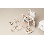 Fashion, accesorii si bijuterii - Femei - Bijuterii femei - Cutii bijuterii - Cutie de bijuterii cu 4 nivele, 3 sertare, oglinda si incuietoare, 18x23x17cm, alb - Infinity.ro