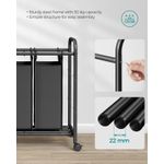 Market - Spalare si intretinere rufe - Uscatoare de rufe si accesorii - Cos de rufe cu 3 saci detasabili, structura metalica pe roti, 3x44L, 77x41x82cm, negru - Infinity.ro