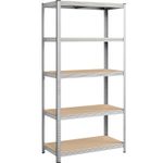 Casa si Gradina - Mobilier - Biblioteci si rafturi - Rafturi - Raft de depozitare metalic, cu rafturi din MDF, 5 polite, max. 600 kg, 200x100x50cm, argintiu - Infinity.ro