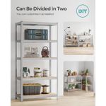 Casa si Gradina - Mobilier - Biblioteci si rafturi - Rafturi - Raft de depozitare metalic, cu rafturi din MDF, 5 polite, max. 600 kg, 200x100x50cm, argintiu - Infinity.ro