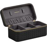 Casa si Gradina - Mobilier - Organizare si depozitare - Cutii depozitare - Cutie ceasuri Ronne Collection, pentru 3 ceasuri, piele PU aspect impletit, 10x20x9 cm, negru - Infinity.ro