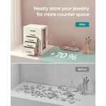 Casa si Gradina - Mobilier - Organizare si depozitare - Cutii depozitare - Cutie bijuterii rotativa 360A°, cu 5 sertare si ferestre, MDF si catifea, 22x16x29 cm, alb - Infinity.ro