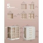 Casa si Gradina - Mobilier - Organizare si depozitare - Cutii depozitare - Cutie bijuterii rotativa 360A°, cu 5 sertare si ferestre, MDF si catifea, 22x16x29 cm, alb - Infinity.ro