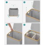 Market - Spalare si intretinere rufe - Uscatoare de rufe si accesorii - Cos de rufe textil, pliabil, cu 2 compartimente detasabile, 130L, 52x39x71 cm, gri - Infinity.ro