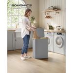 Market - Spalare si intretinere rufe - Uscatoare de rufe si accesorii - Cos de rufe textil, pliabil, cu 2 compartimente detasabile, 130L, 52x39x71 cm, gri - Infinity.ro