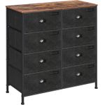 Casa si Gradina - Mobilier - Comode si corpuri - Comode - Comoda cu cadru metalic si 8 sertare din textil, stil industrial, 80x30x82cm, maro rustic si negru - Infinity.ro