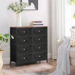 Casa si Gradina - Mobilier - Comode si corpuri - Comode - Comoda cu cadru metalic si 8 sertare din textil, stil industrial, 80x30x82cm, maro rustic si negru - Infinity.ro