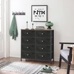 Casa si Gradina - Mobilier - Comode si corpuri - Comode - Comoda cu cadru metalic si 8 sertare din textil, stil industrial, 80x30x82cm, maro rustic si negru - Infinity.ro