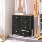 Casa si Gradina - Mobilier - Comode si corpuri - Comode - Comoda cu cadru metalic si 8 sertare din textil, stil industrial, 80x30x82cm, maro rustic si negru - Infinity.ro