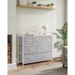 Casa si Gradina - Mobilier - Comode si corpuri - Comode - Comoda cu cadru metalic si 7 sertare din stofa, 29x98x85 cm , gri si alb - Infinity.ro