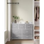 Casa si Gradina - Mobilier - Comode si corpuri - Comode - Comoda cu cadru metalic si 7 sertare din stofa, 29x98x85 cm , gri si alb - Infinity.ro