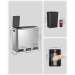 Casa si Gradina - Mobilier - Organizare si depozitare - Cosuri de gunoi - Cos de gunoi din inox cu 3 compartimente colectare selectiva, cu galeti interioare, 3x18litri, argintiu si negru - Infinity.ro