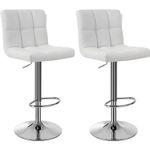 Casa si Gradina - Mobilier - Scaune si fotolii - Scaune - Set 2 scaune bar reglabile pe inaltime, cu spatar, sezut PU si suport picioare, rotatie 360A°, 38x45x115 cm, alb - Infinity.ro