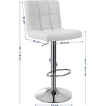Casa si Gradina - Mobilier - Scaune si fotolii - Scaune - Set 2 scaune bar reglabile pe inaltime, cu spatar, sezut PU si suport picioare, rotatie 360A°, 38x45x115 cm, alb - Infinity.ro