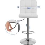 Casa si Gradina - Mobilier - Scaune si fotolii - Scaune - Set 2 scaune bar reglabile pe inaltime, cu spatar, sezut PU si suport picioare, rotatie 360A°, 38x45x115 cm, alb - Infinity.ro