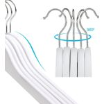 Casa si Gradina - Mobilier - Organizare si depozitare - Umerase si valeti - Umerase copii 35x20 cm, set 20 buc, lemn masiv cu bara pentru pantaloni si carlig rotativ, alb - Infinity.ro