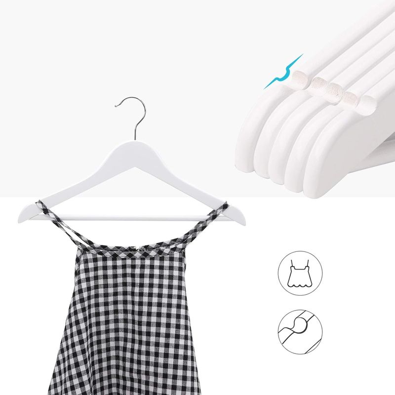 Casa si Gradina - Mobilier - Organizare si depozitare - Umerase si valeti - Umerase copii 35x20 cm, set 20 buc, lemn masiv cu bara pentru pantaloni si carlig rotativ, alb - Infinity.ro