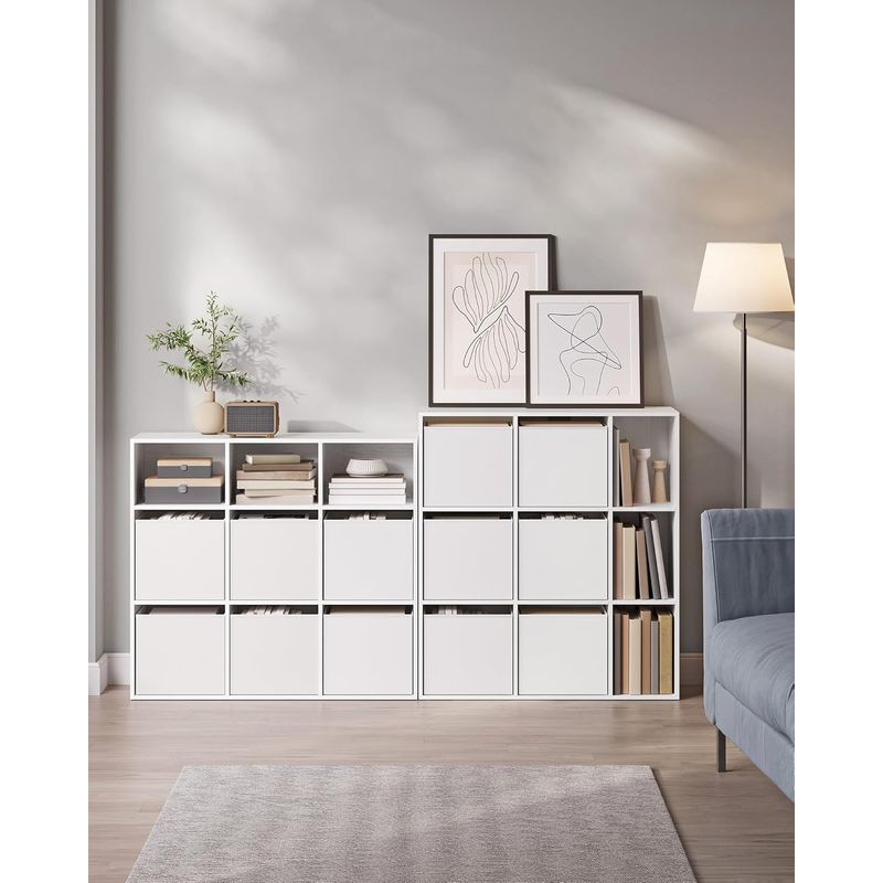 Casa si Gradina - Mobilier - Biblioteci si rafturi - Biblioteci - Etajera modulara 9 compartimente cu 6 sertare, PAL si MDF, 83x27x92 cm, alb - Infinity.ro