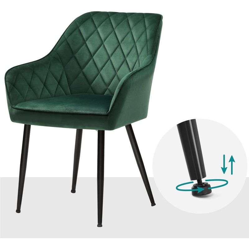 Casa si Gradina - Mobilier - Scaune si fotolii - Scaune - Scaun living tapitat din catifea cu cotiere, sarcina 110 kg, 63x60x85 cm, verde - Infinity.ro