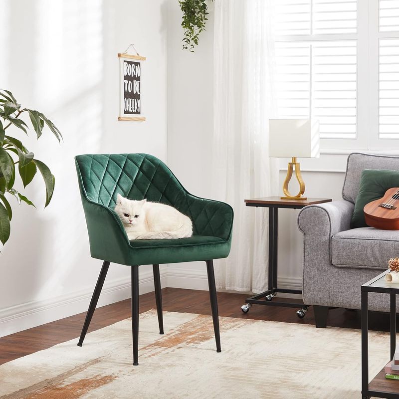 Casa si Gradina - Mobilier - Scaune si fotolii - Scaune - Scaun living tapitat din catifea cu cotiere, sarcina 110 kg, 63x60x85 cm, verde - Infinity.ro