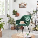 Casa si Gradina - Mobilier - Scaune si fotolii - Scaune - Scaun living tapitat din catifea cu cotiere, sarcina 110 kg, 63x60x85 cm, verde - Infinity.ro