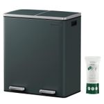 Casa si Gradina - Mobilier - Organizare si depozitare - Cosuri de gunoi - Cos de gunoi din inox cu 2 compartimente colectare selectiva, cu galeti interioare, 2x30litri, gri inchis - Infinity.ro