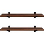 Casa si Gradina - Mobilier - Biblioteci si rafturi - Biblioteci - Set 2 rafturi de perete plutitoare, MDF cu efect de lemn vintage, 60x20cm, 15 kg per raft, maro rusic - Infinity.ro