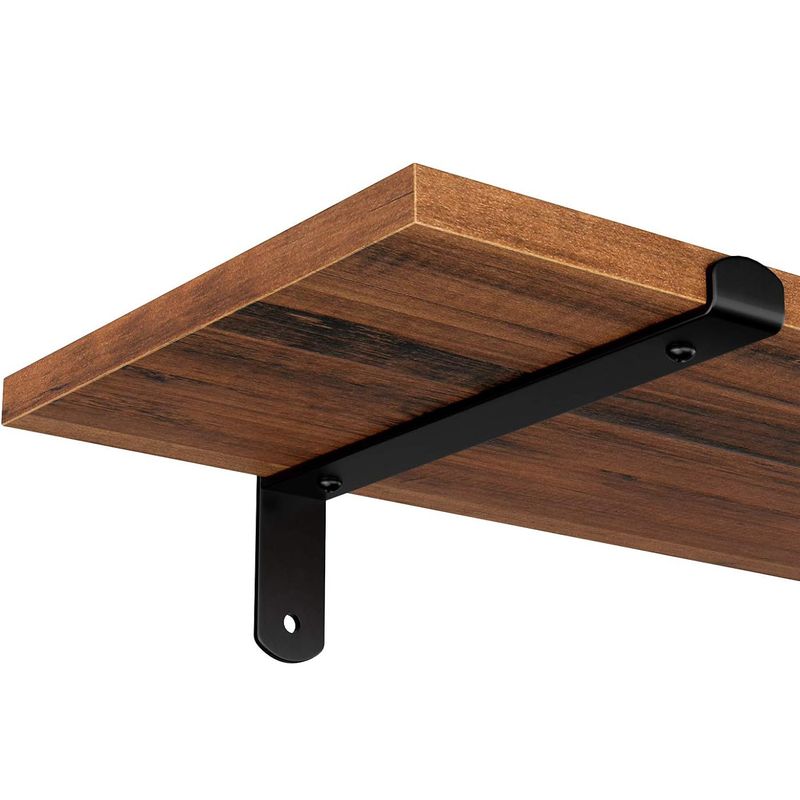 Casa si Gradina - Mobilier - Biblioteci si rafturi - Biblioteci - Set 2 rafturi de perete plutitoare, MDF cu efect de lemn vintage, 60x20cm, 15 kg per raft, maro rusic - Infinity.ro