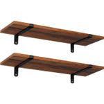 Casa si Gradina - Mobilier - Biblioteci si rafturi - Biblioteci - Set 2 rafturi de perete plutitoare, MDF cu efect de lemn vintage, 60x20cm, 15 kg per raft, maro rusic - Infinity.ro
