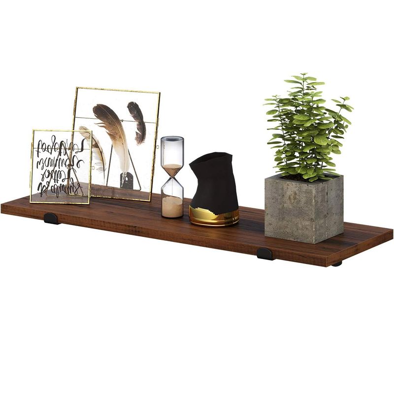 Casa si Gradina - Mobilier - Biblioteci si rafturi - Biblioteci - Set 2 rafturi de perete plutitoare, MDF cu efect de lemn vintage, 60x20cm, 15 kg per raft, maro rusic - Infinity.ro