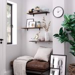 Casa si Gradina - Mobilier - Biblioteci si rafturi - Biblioteci - Set 2 rafturi de perete plutitoare, MDF cu efect de lemn vintage, 60x20cm, 15 kg per raft, maro rusic - Infinity.ro