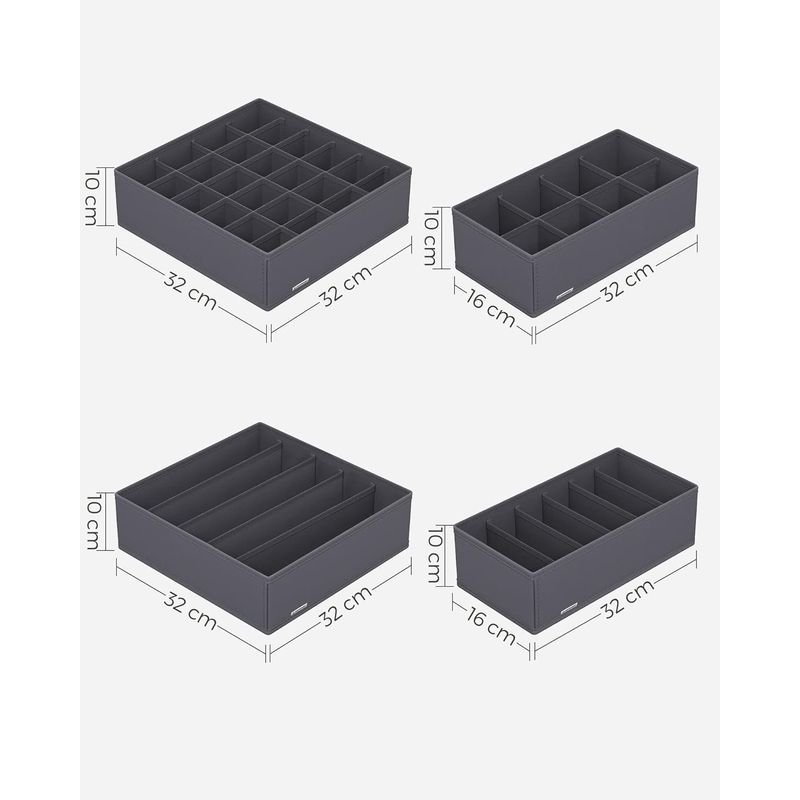 Casa si Gradina - Mobilier - Organizare si depozitare - Organizatoare pentru sertare si dulapuri - Organizatoare dulap sau sertar, set 8 cutii de depozitare a lenjeriei de corp, pliabile, 64x48x10cm, gri - Infinity.ro