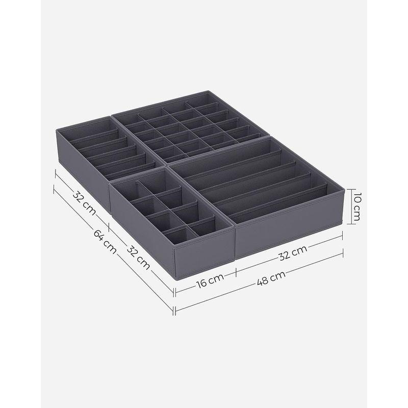 Casa si Gradina - Mobilier - Organizare si depozitare - Organizatoare pentru sertare si dulapuri - Organizatoare dulap sau sertar, set 8 cutii de depozitare a lenjeriei de corp, pliabile, 64x48x10cm, gri - Infinity.ro