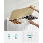 Market - Spalare si intretinere rufe - Uscatoare de rufe si accesorii - Cos de rufe din bambus, pliabil, cu captuseala detasabila lavabila, 3 compartimente, 150L, 60x40x62cm, alb - Infinity.ro