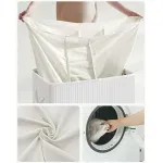 Market - Spalare si intretinere rufe - Uscatoare de rufe si accesorii - Cos de rufe din bambus, pliabil, cu captuseala detasabila lavabila, 3 compartimente, 150L, 60x40x62cm, alb - Infinity.ro