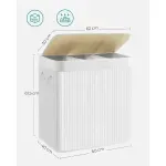 Market - Spalare si intretinere rufe - Uscatoare de rufe si accesorii - Cos de rufe din bambus, pliabil, cu captuseala detasabila lavabila, 3 compartimente, 150L, 60x40x62cm, alb - Infinity.ro