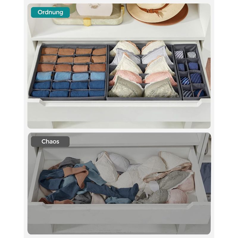 Casa si Gradina - Mobilier - Organizare si depozitare - Organizatoare pentru sertare si dulapuri - Organizatoare dulap sau sertar, set 8 cutii de depozitare a lenjeriei de corp, pliabile, 64x48x10cm, gri - Infinity.ro