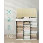 Market - Spalare si intretinere rufe - Uscatoare de rufe si accesorii - Cos de rufe din bambus, pliabil, cu captuseala detasabila lavabila, 3 compartimente, 150L, 60x40x62cm, alb - Infinity.ro