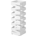 Casa si Gradina - Decoratiuni - Obiecte decorative - Suporturi umbrele - Suport metalic pentru umbrele, cu carlige si tava de picurare, 15x15x49cm, alb - Infinity.ro