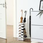 Casa si Gradina - Decoratiuni - Obiecte decorative - Suporturi umbrele - Suport metalic pentru umbrele, cu carlige si tava de picurare, 15x15x49cm, alb - Infinity.ro