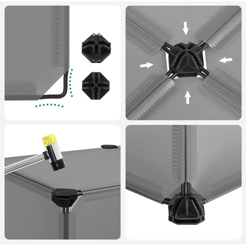 Casa si Gradina - Mobilier - Dulapuri si sifoniere - Dulapuri pantofi - Dulap de depozitare pantofi modular, configurabil cu 10 compartimente, 43x31x173 cm, gri - Infinity.ro