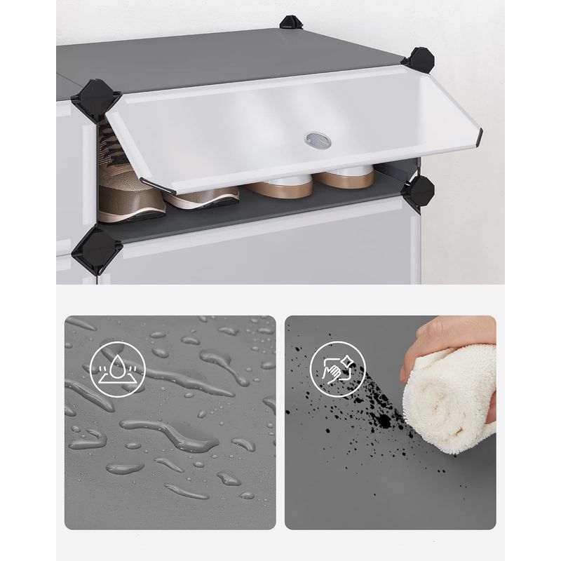 Casa si Gradina - Mobilier - Dulapuri si sifoniere - Dulapuri pantofi - Dulap de depozitare pantofi modular, configurabil cu 10 compartimente, 43x31x173 cm, gri - Infinity.ro