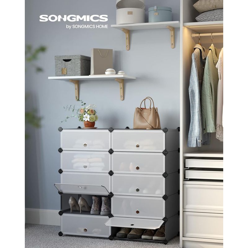 Casa si Gradina - Mobilier - Organizare si depozitare - Cutii depozitare - Dulap de depozitare pantofi modular, configurabil cu 10 compartimente, 43x31x173 cm, gri - Infinity.ro